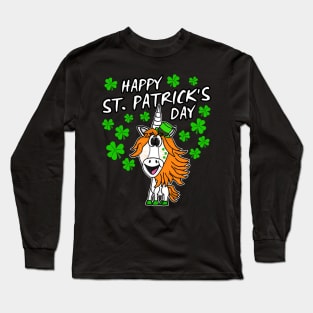 Happy St. Patrick's Day 2022 Unicorn Irish Shamrocks Long Sleeve T-Shirt